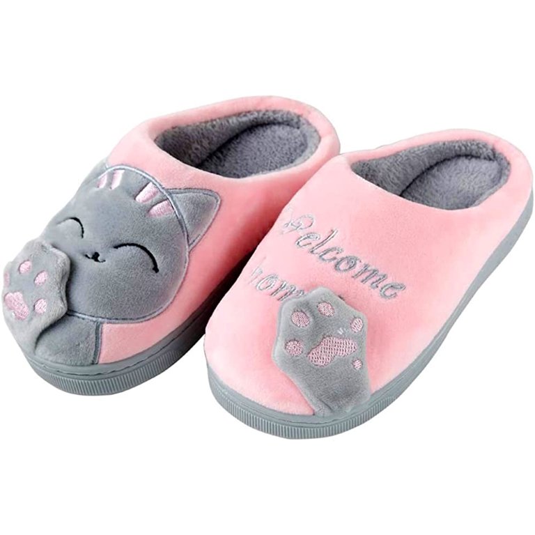 Dame Hjemmesko Med 3D Kattepote & Broderi