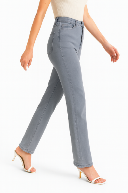 Baggy Dame Jeans Med Høj Talje Og Lette Detaljer | Letvasket