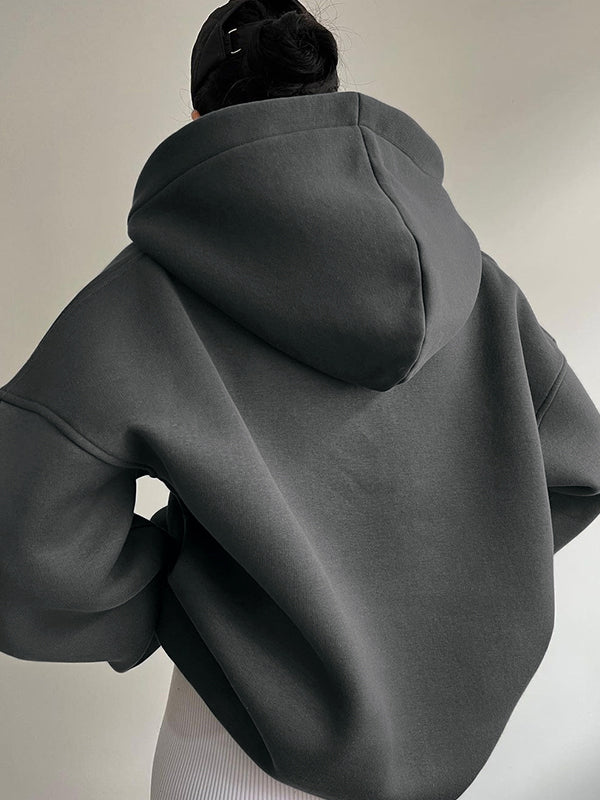 Blød Dame Hoodie Med Hætte & Krave | Varm