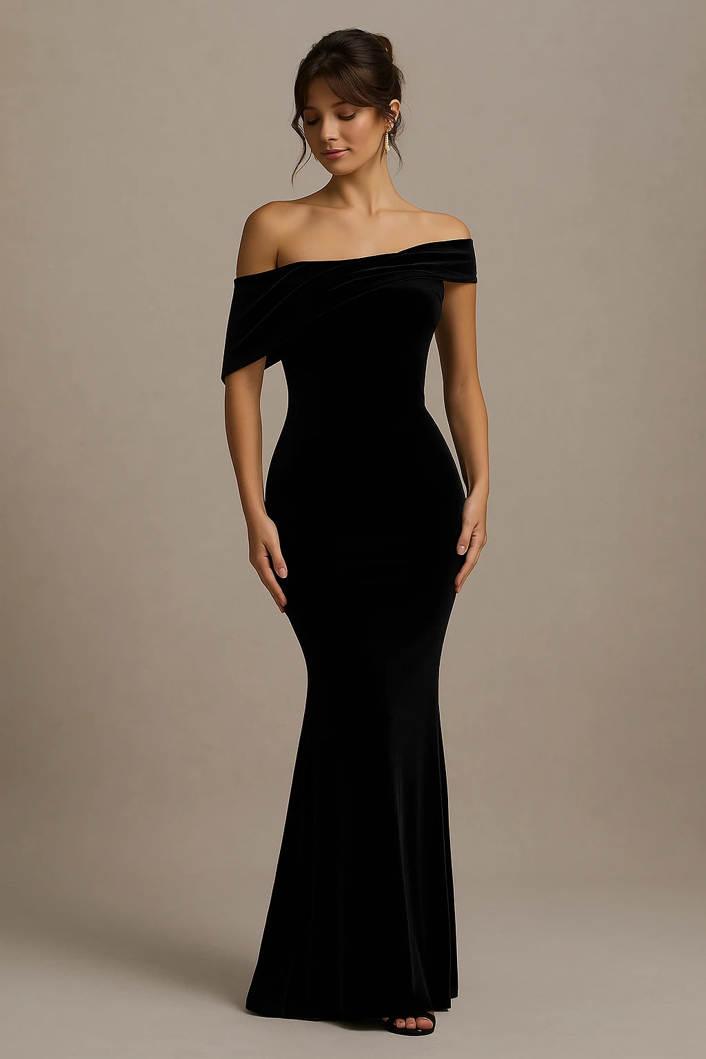 Camilla | Off-Shoulder Velour Aftenkjole