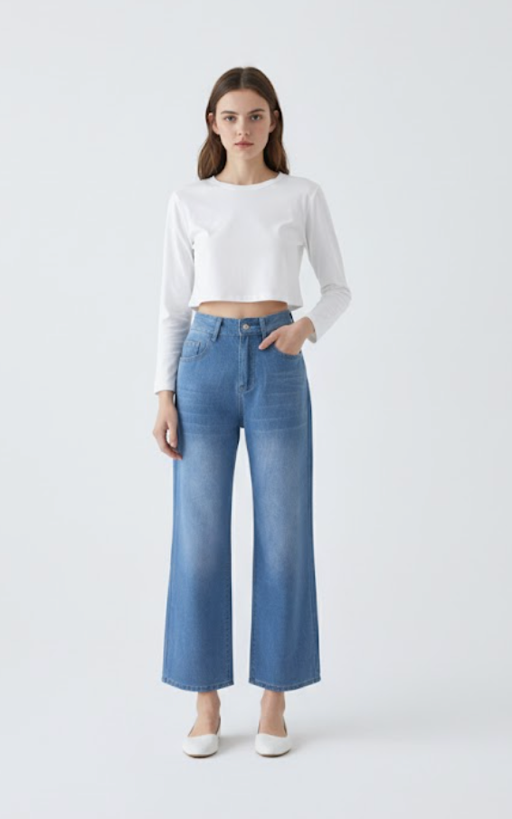 Dame Baggy Jeans Med Høj Talje Og Vidde | Lys Vask