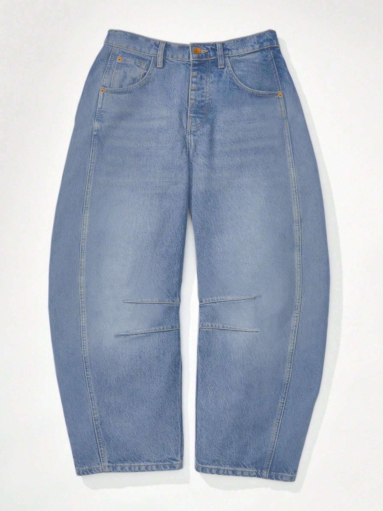Dame Baggy Jeans Med Paneldetaljer | Letvasket Stil