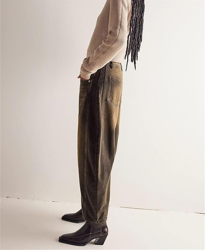 Dame Baggy Jeans Med Vidde Og Stærke Nuancer | Unik Stil