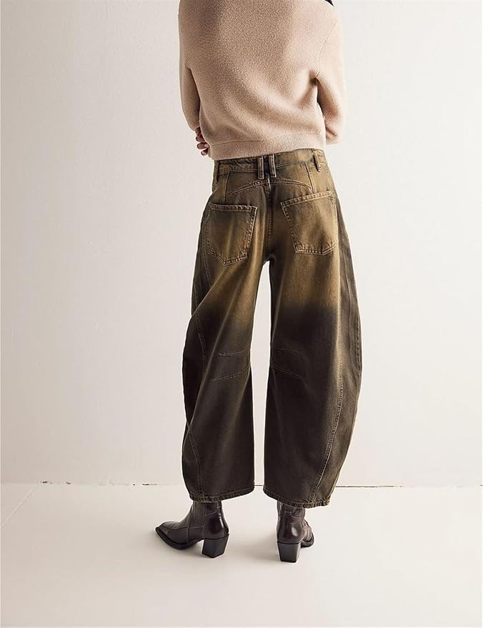 Dame Baggy Jeans Med Vidde Og Stærke Nuancer | Unik Stil