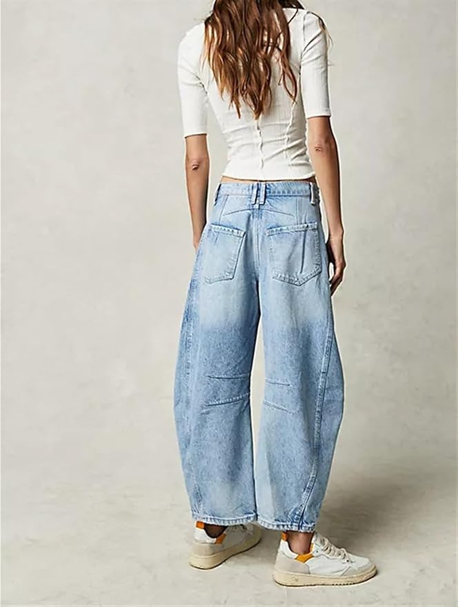 Dame Baggy Jeans Med Vidde Og Stærke Nuancer | Unik Stil