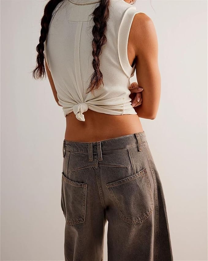 Dame Baggy Jeans Med Vidde Og Stærke Nuancer | Unik Stil