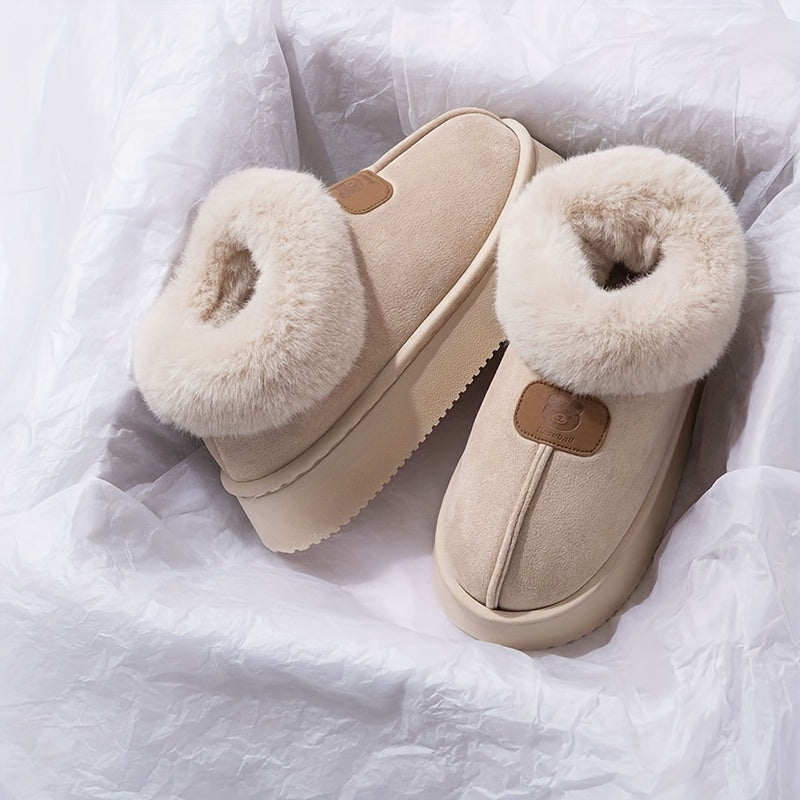 Dame Bamsestøvler Med Foret Krave & Mærkedetalje