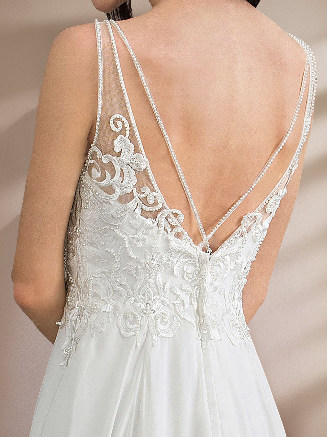 Dame Brudekjole Med Blonde Overdel & Høj Slids