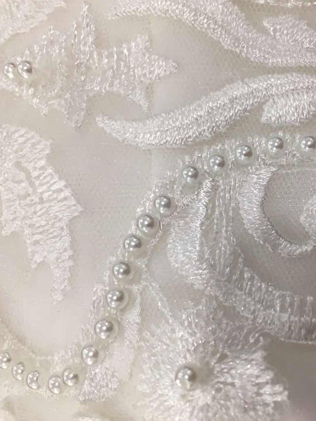 Dame Brudekjole Med Blonde Overdel & Høj Slids