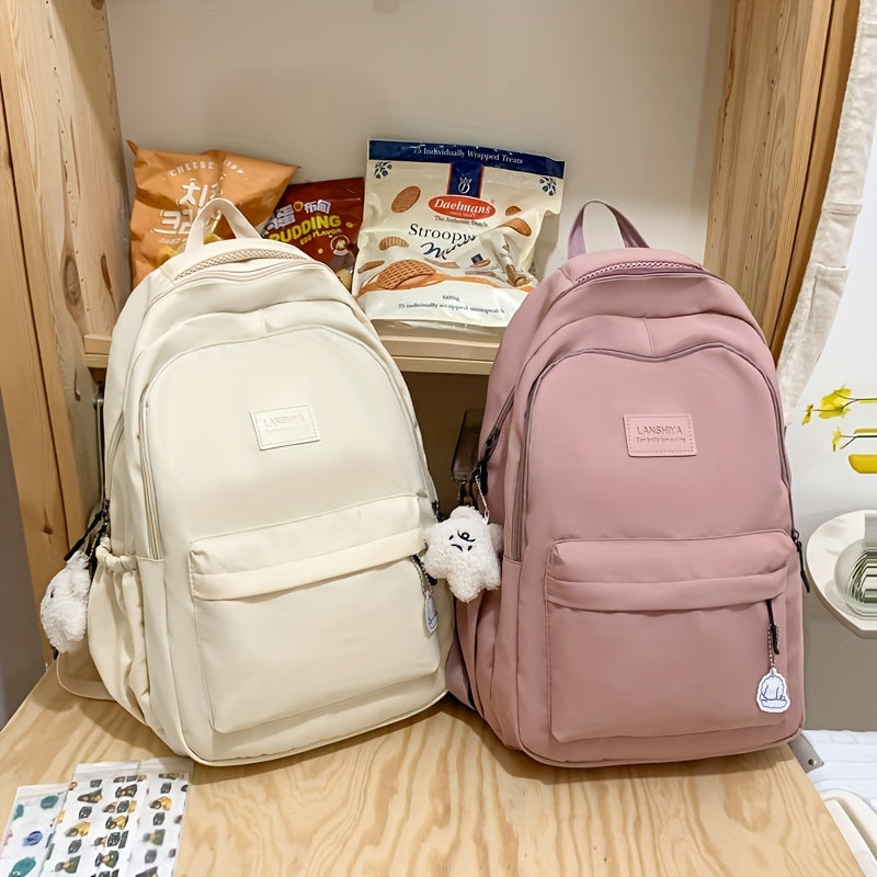 Dame Canvas Rygsæk Med Lynlås & Sidelommer