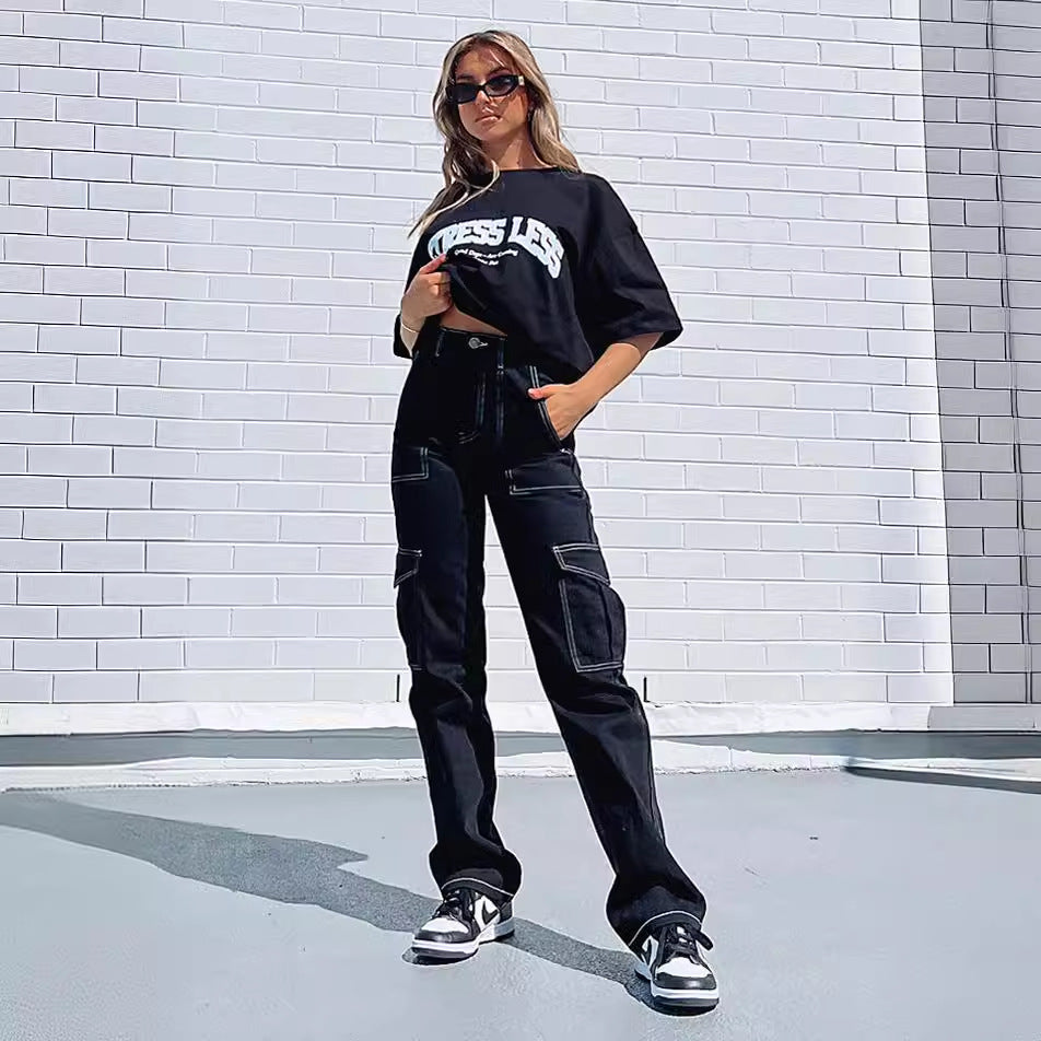 Dame Cargobukser Med Sidelommer | Straight Fit