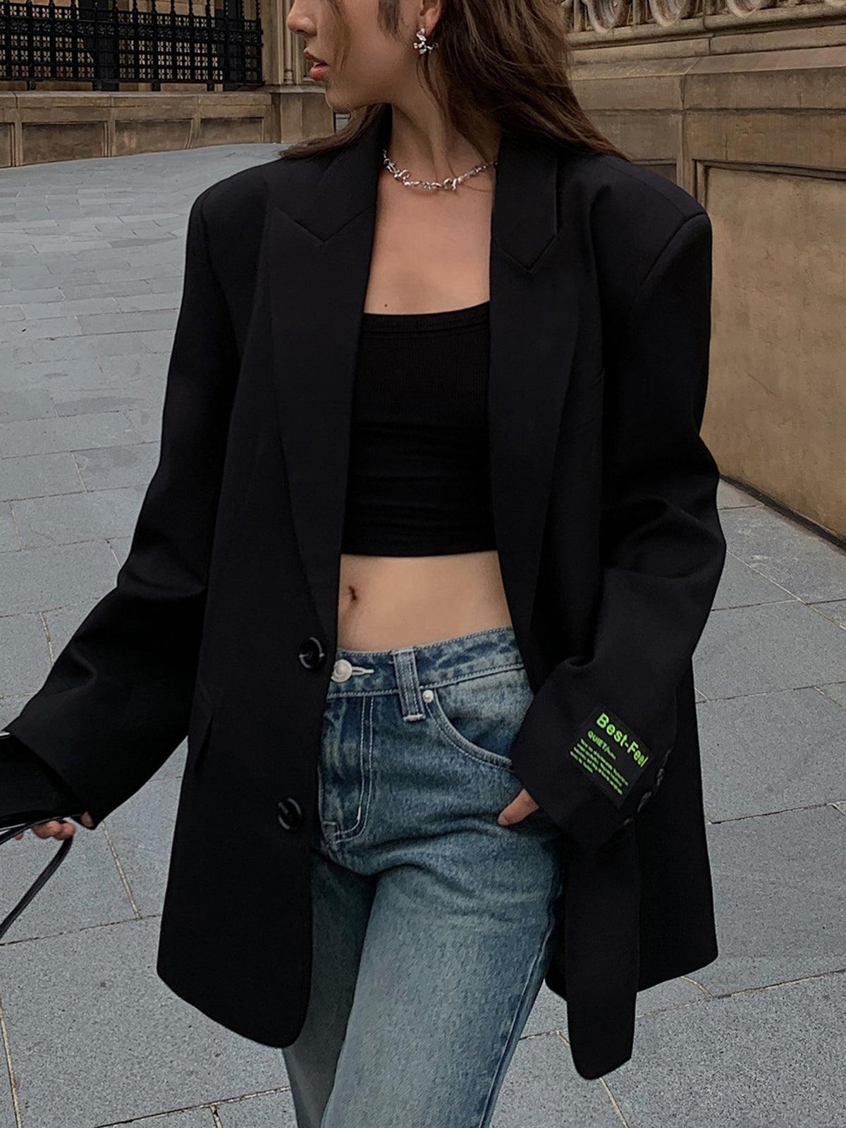 Dame – Celina Oversize Blazer med Reverskrave og Frontlommer