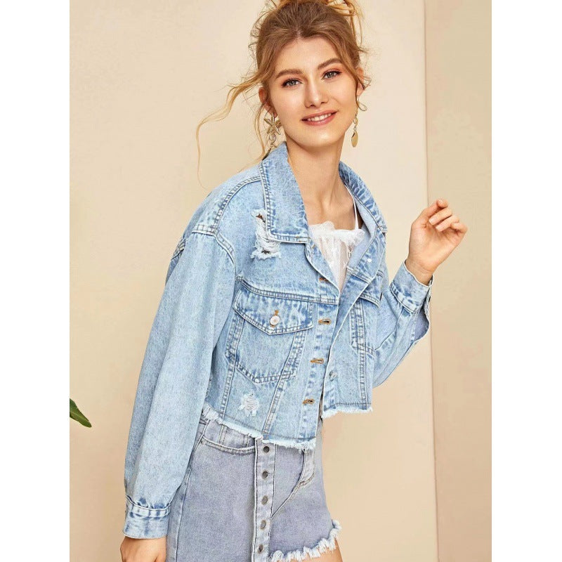 Dame Denimjakker Med Rå Kant | Forår