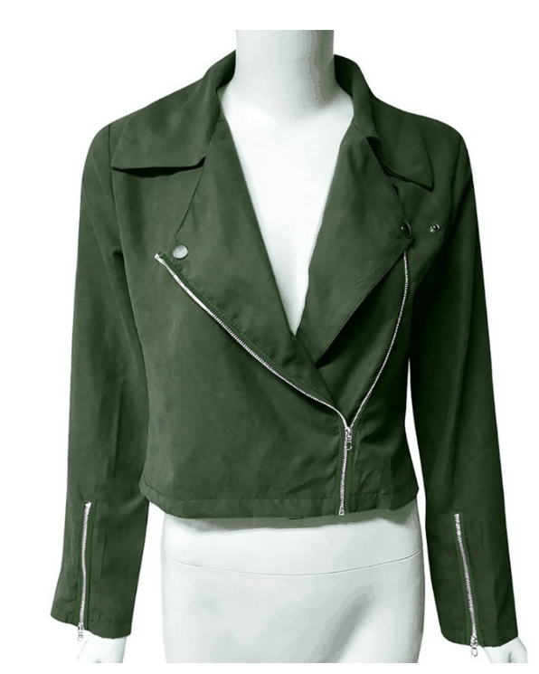 Dame Efterårsjakke Med Lynlås & Biker Design | Stil