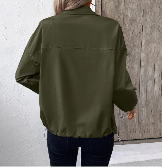 Dame Efterårsjakke Med Lynlås & Høj Hals | Let