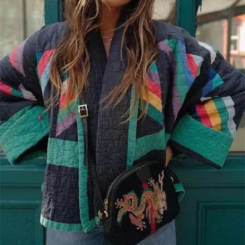 Dame Efterårsjakke Med Lynlås & Quiltet | Oversized