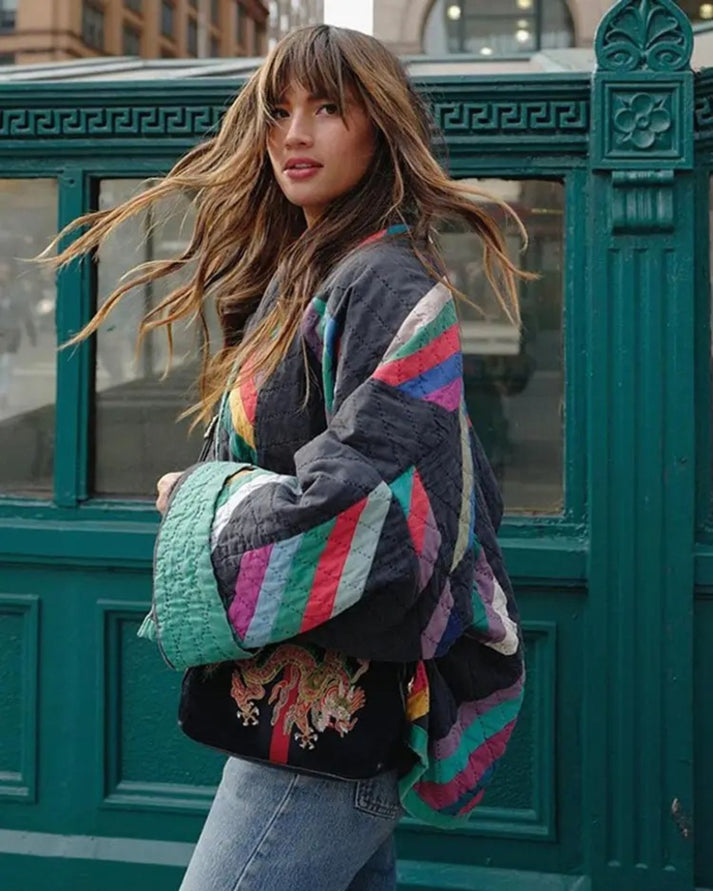 Dame Efterårsjakke Med Lynlås & Quiltet | Oversized