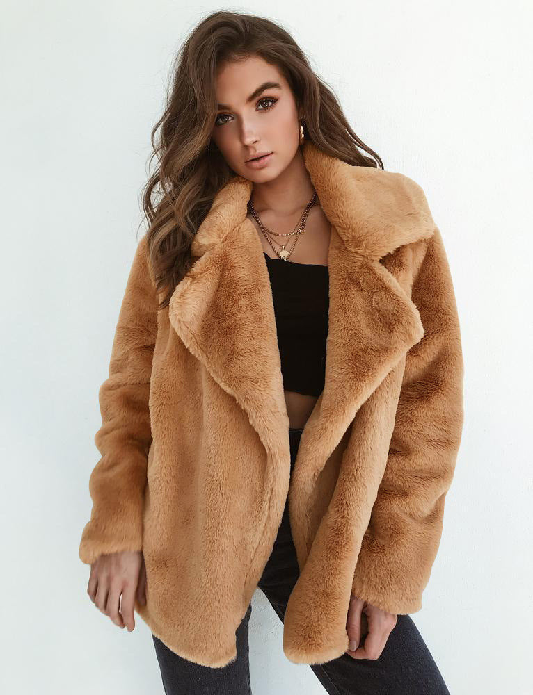 Dame Fake fur-frakker Med Teddylook | Varme