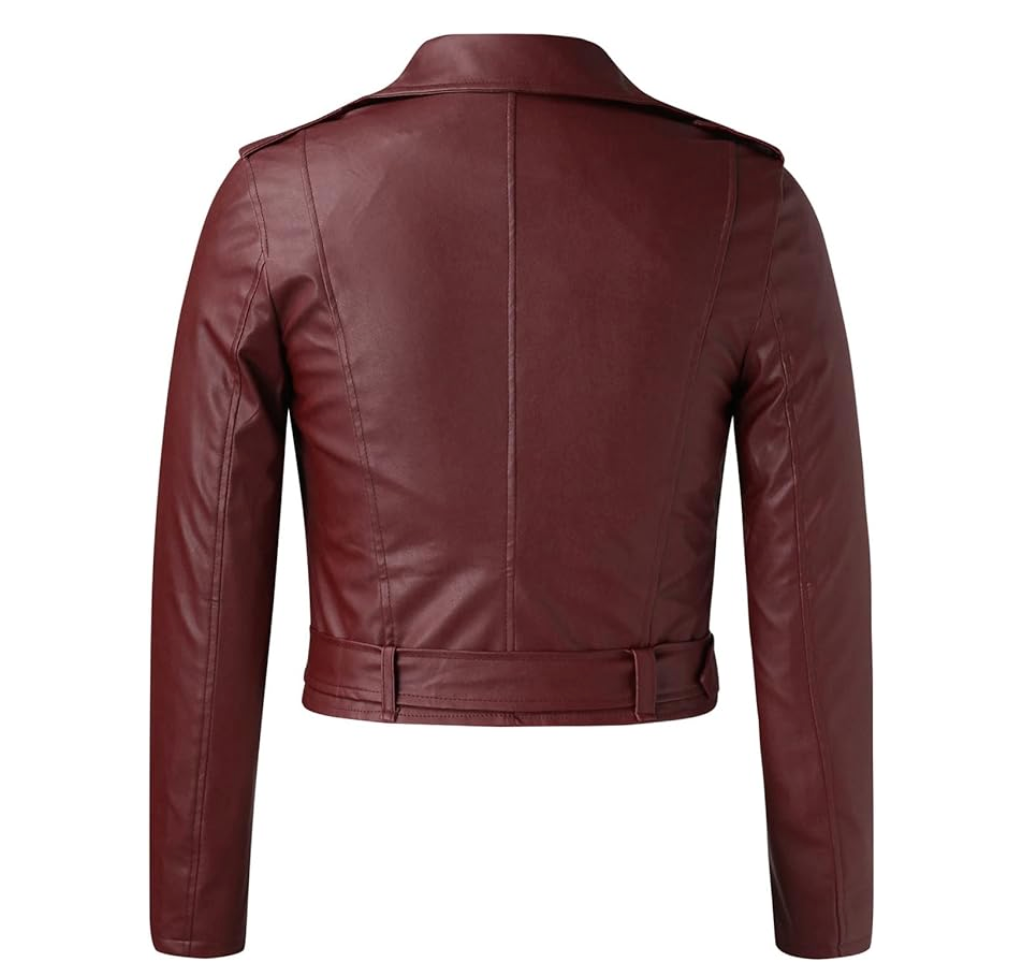 Dame Kort Efterårsjakke Med Bælte & Lynlås