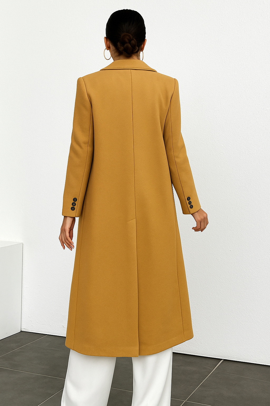 Dame Lang Dobbeltradet Frakke | Klassisk