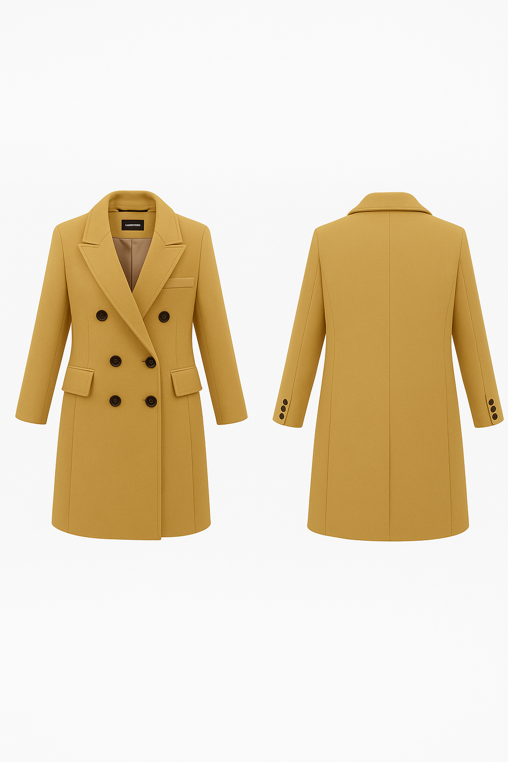 Dame Lang Dobbeltradet Frakke | Klassisk