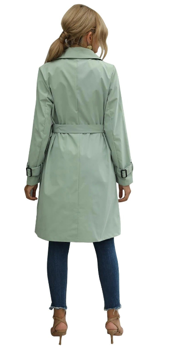 Dame Lang Trenchcoat Med Taljebælte & Knapper