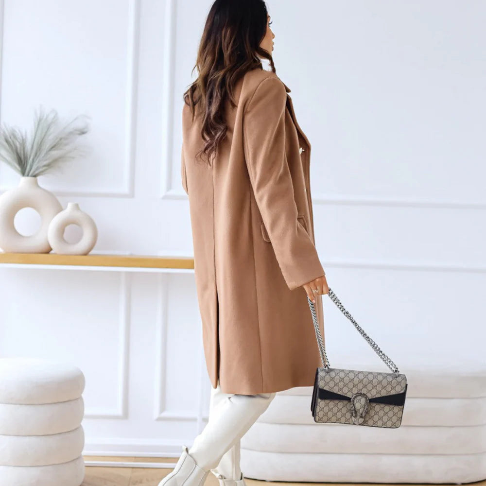 Dame Langfrakke Med Dobbeltknap-Design