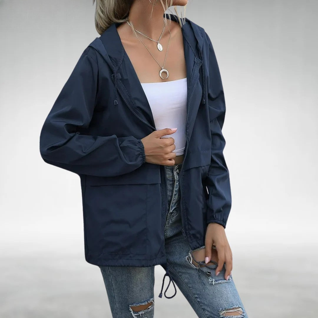 Dame Let Jakke Med Hætte & Lynlås | Efterår