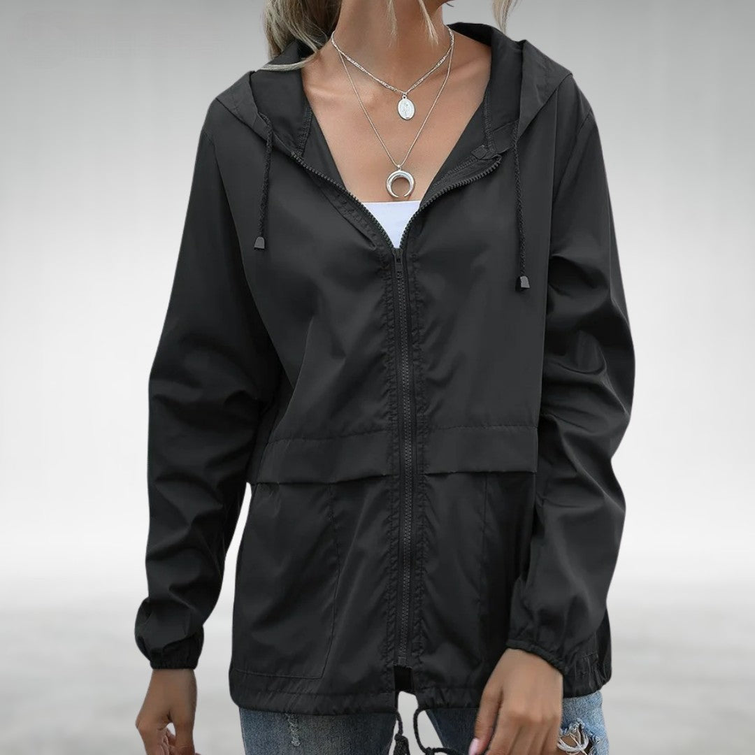 Dame Let Jakke Med Hætte & Lynlås | Efterår