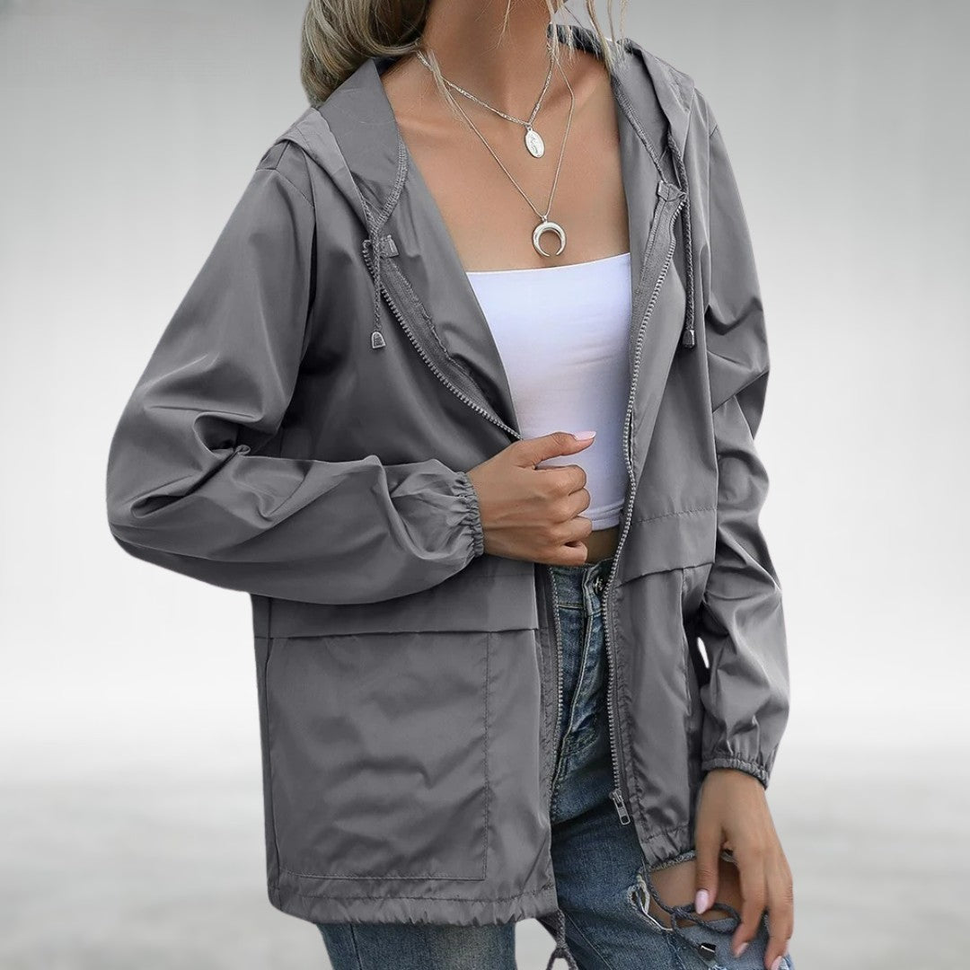 Dame Let Jakke Med Hætte & Lynlås | Efterår