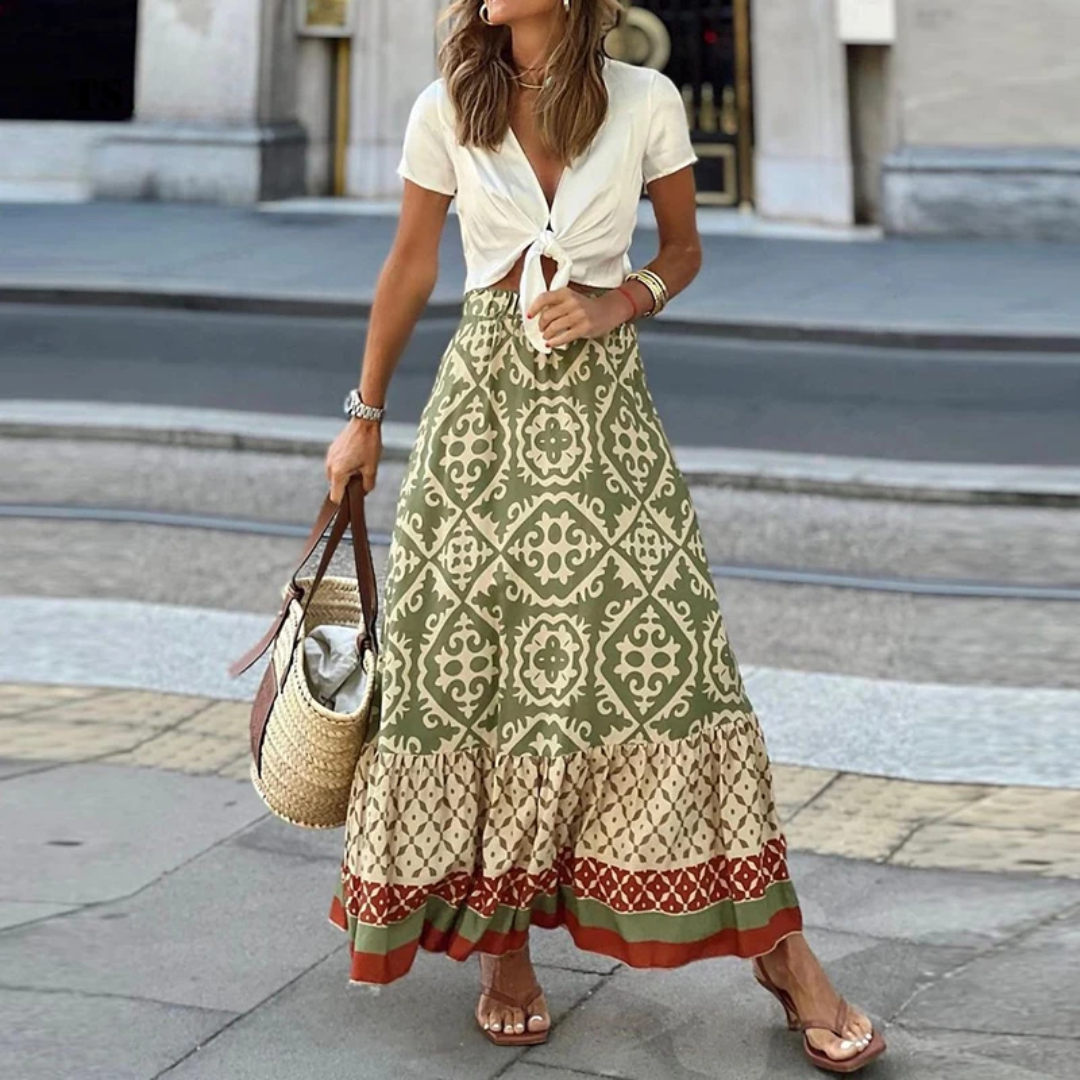 Dame Nederdele Med Print | Lang Boho Stil