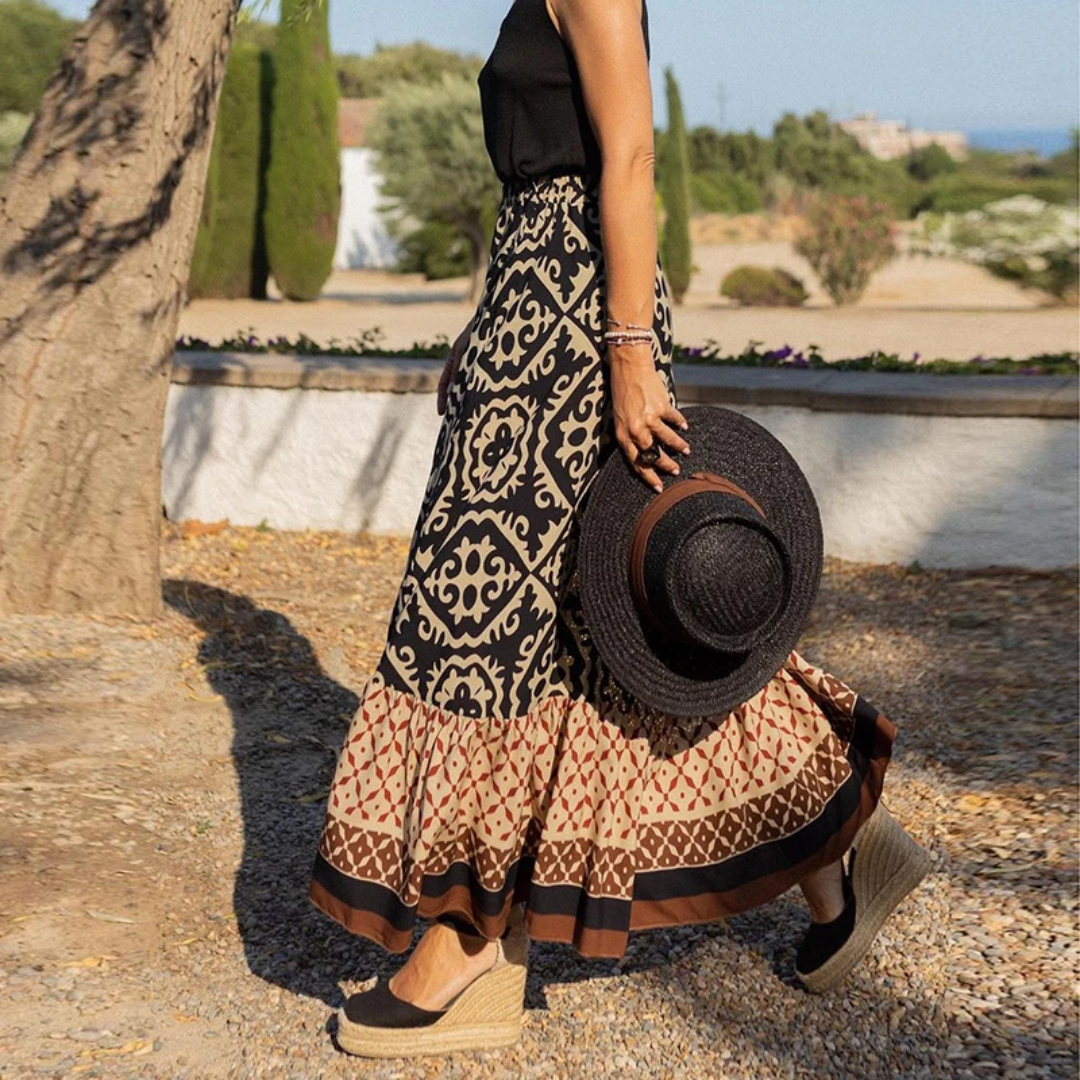 Dame Nederdele Med Print | Lang Boho Stil