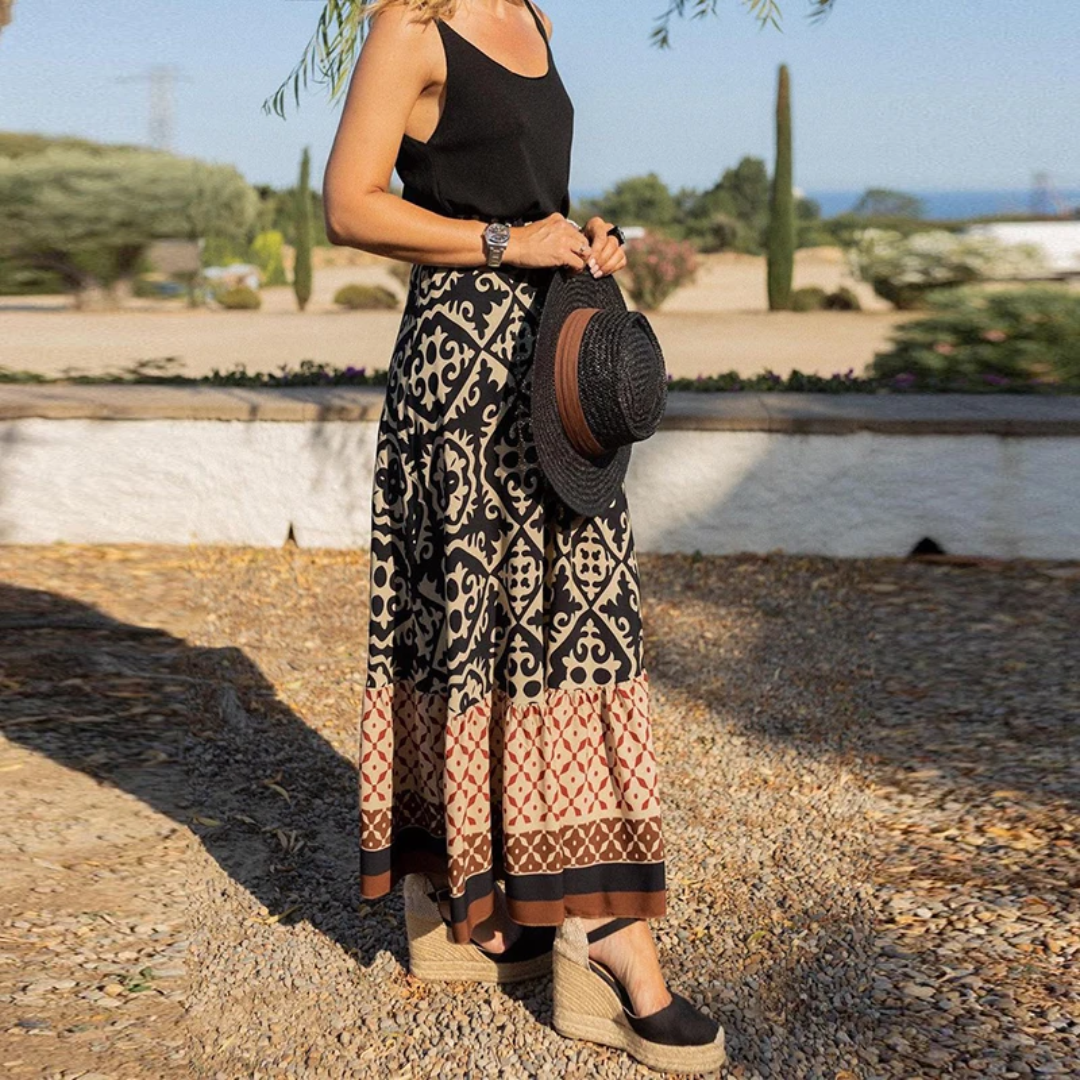 Dame Nederdele Med Print | Lang Boho Stil