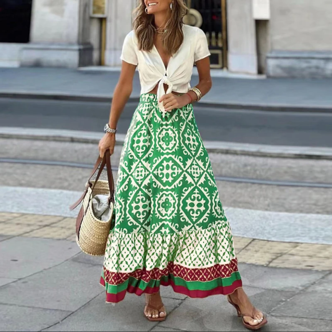 Dame Nederdele Med Print | Lang Boho Stil