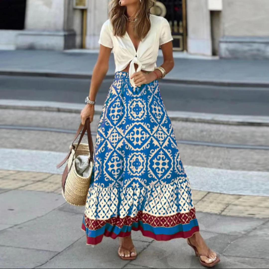 Dame Nederdele Med Print | Lang Boho Stil