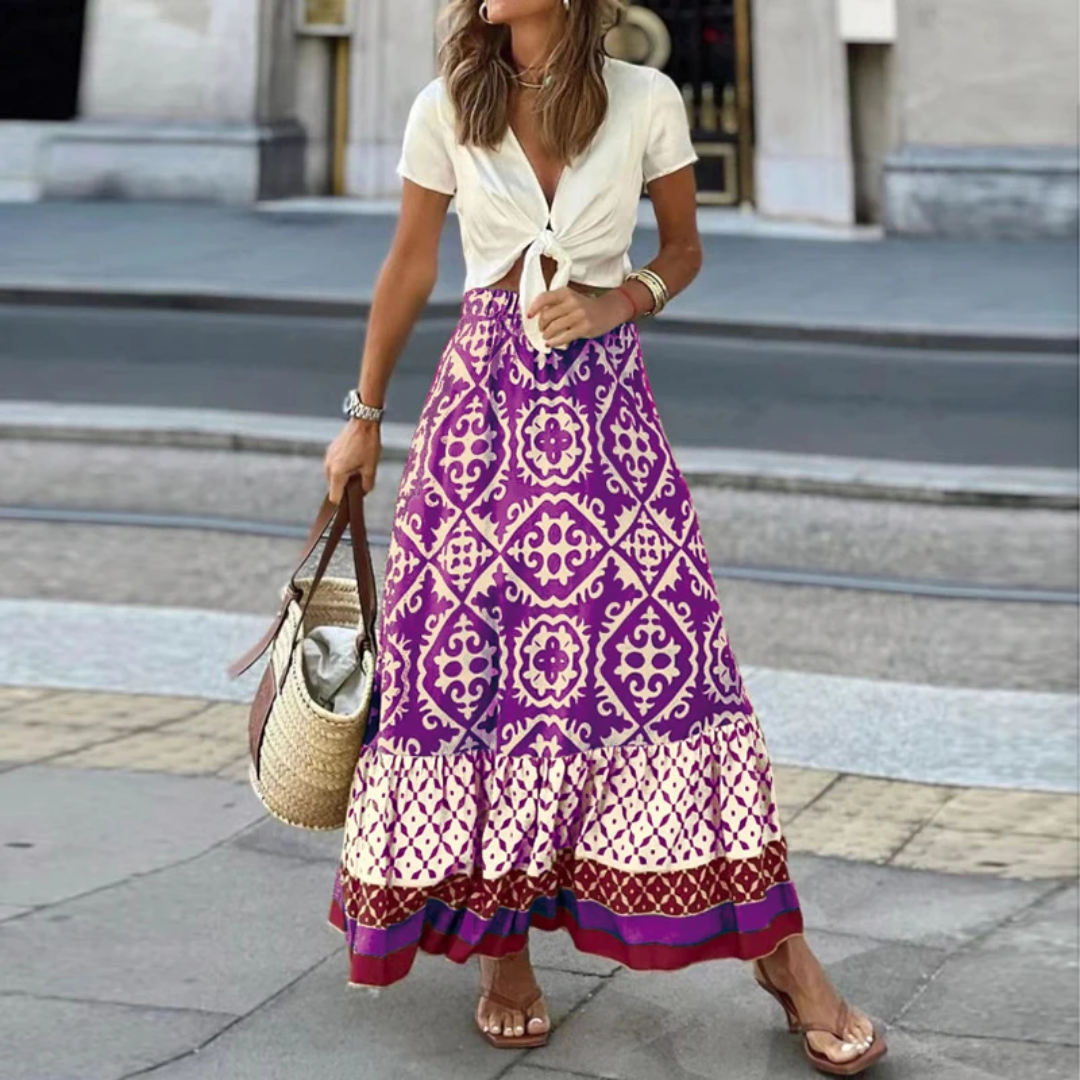Dame Nederdele Med Print | Lang Boho Stil