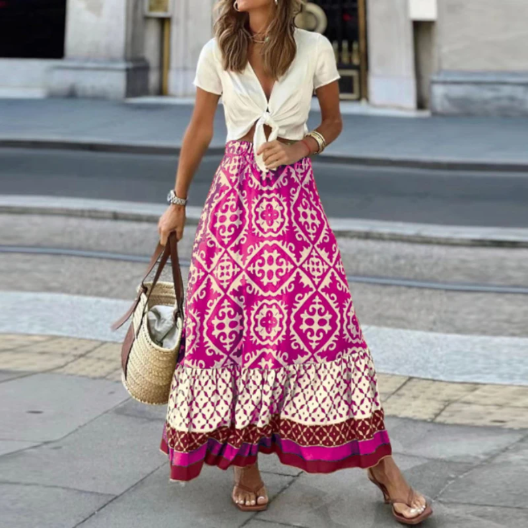 Dame Nederdele Med Print | Lang Boho Stil