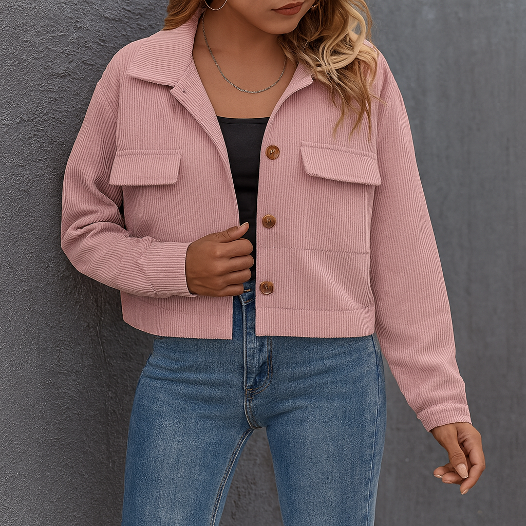 Dame Overgangsjakke Fløjlslook | Elegant