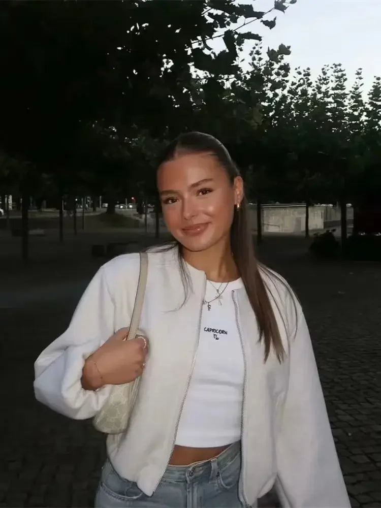 Dame Overgangsjakke Lynlås Ribkanter | Moderne