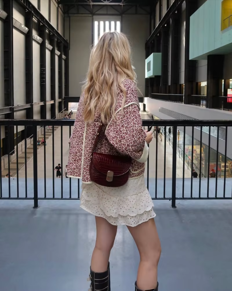 Dame Efterårsjakke Med Blomstermønster | Kort