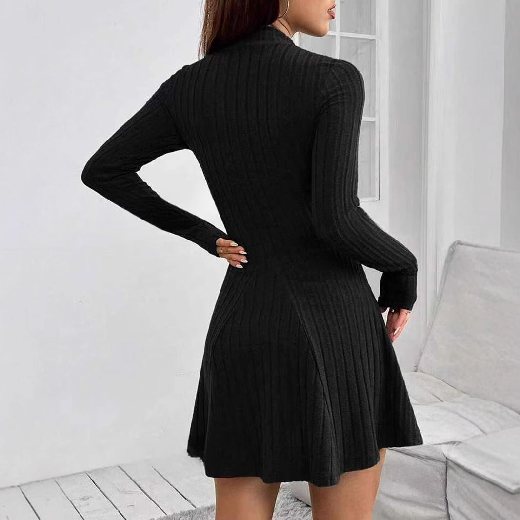 Dame Strikkjoler Med Høj Hals | Kort Ribstrik