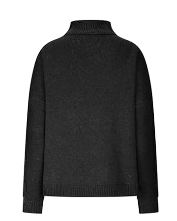 Dame Striktrøje Med Flettet Bærestykke & Høj Hals