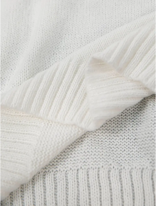 Dame To-Farvet Striktrøje Med V-Hals & Langærme