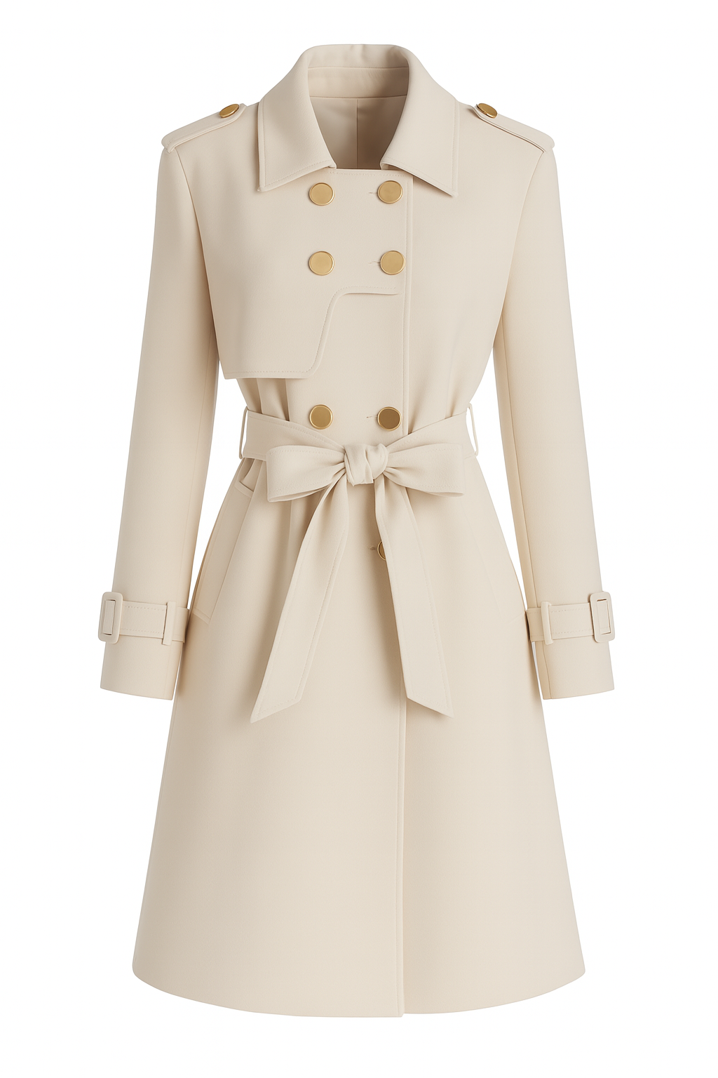 Dame Trenchcoat Med Bælte & Dobbeltknaplukning
