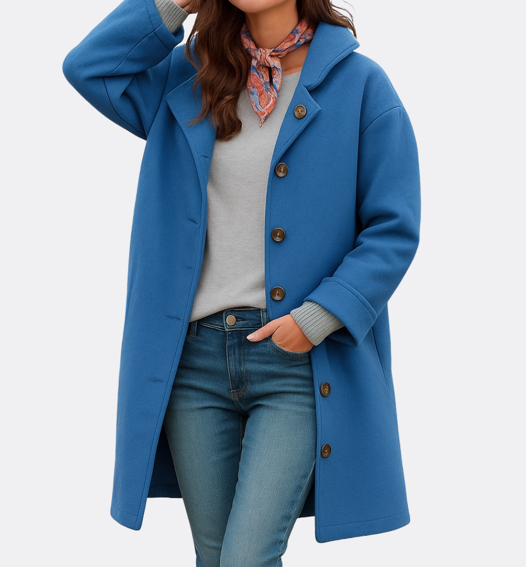 Dame Vinterfrakke med Hætte & Knaplukning