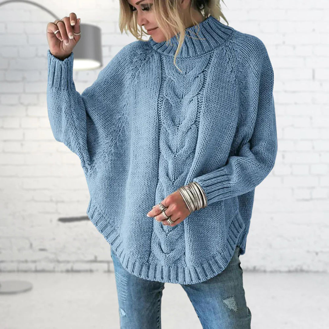 Damen Strickpullover Mit Rollkragen & Zopfmuster