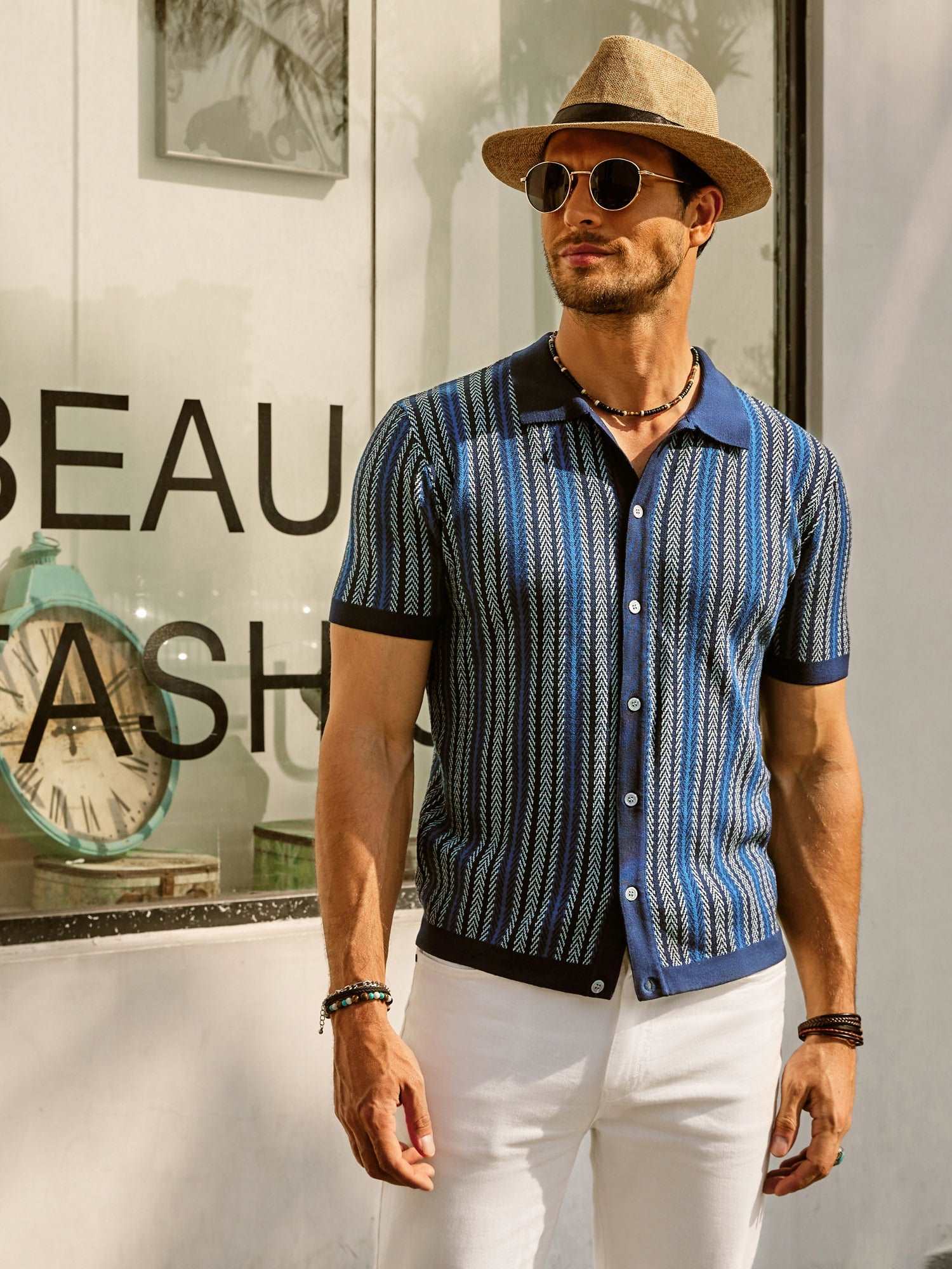 Eliano | Herre Mønstret Sommer Strikpolo