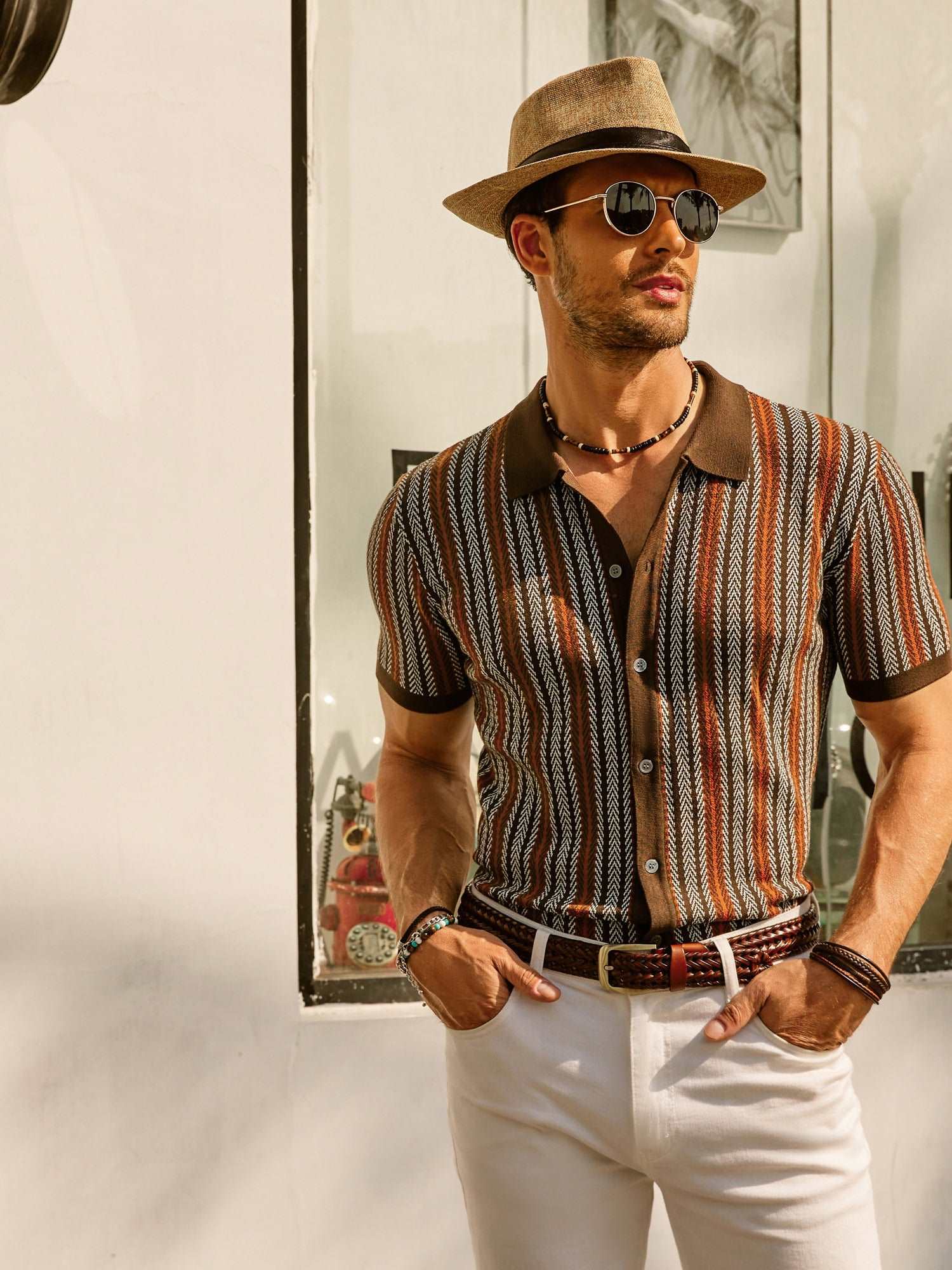 Eliano | Herre Mønstret Sommer Strikpolo