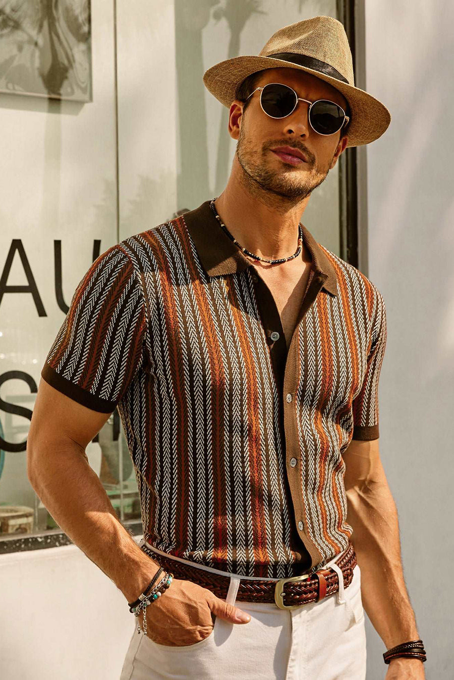 Eliano | Herre Mønstret Sommer Strikpolo