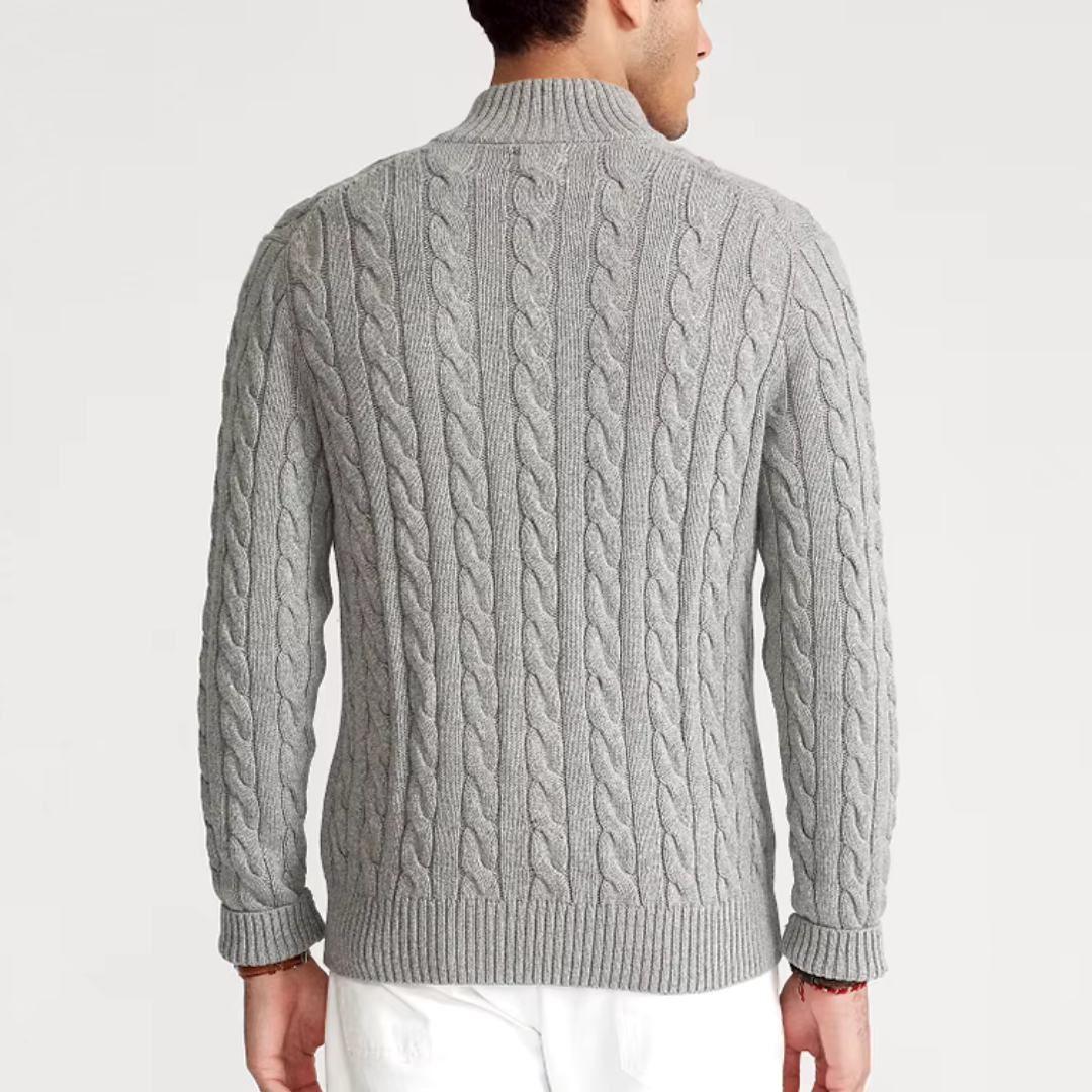 Enzo | Herre Klassisk Kabelstrikket Halvlyn Pullover